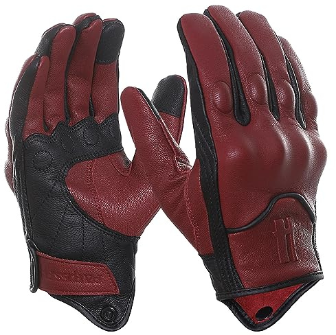 Harssidanzar Herren Winter Warm Goatskin Leder Touchscreen Motorrad Handschuhe GM041EU