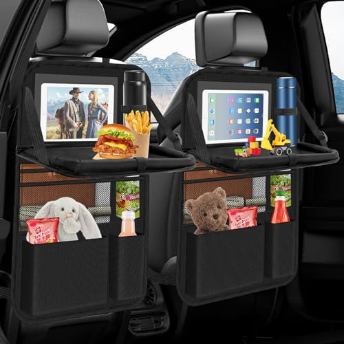 Oneyus Organizer per seggiolino auto, grande protezione per lo schienale dell'auto, multifunzione, impermeabile, con tavolo pieghevole, borsa per iPad/tablet e molte tasche