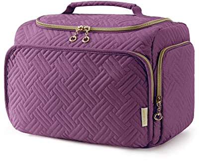 BAGSMART Trousse de Toilette Femme Voyage,Vanity Femme Grande Capacité,Imperméable Trousse de Maquillage avec Poignée pour Valise,Sacs de Voyage,Accessoires de Voyage(Violet,Taille L)