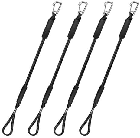 cimsfcor Bungee-Dockleine mit Haken, 60 cm / 122 cm, 4 Stück, Premium-Bungee-Bootsleine, dehnbare Bungee-Dockleine, Festmacherseil für Boote, 60 cm