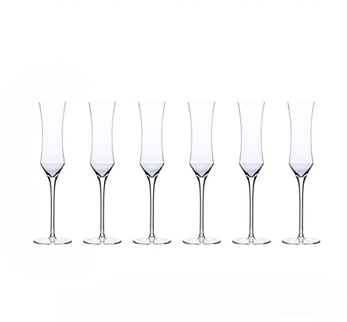 Flute Champagne 6 bicchieri da champagne in vetro cristallo, set di flute da champagne di alto lusso, for la casa, 145 ml, regalo for matrimonio, anniversario, Natale Bicchieri da Champagne(B)