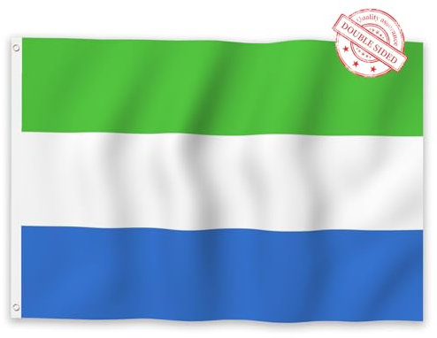 Aoihrraan Bandera De Sierra Leona 150x250cm Doble Cara Bandera De Sierra Leona Celebración Al Aire Libre Pancarta Jardín Familiar Porche Fiesta Bandera Decorada Con 7 Anillos Fuertes