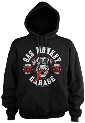 Gas Monkey Garage Offizielles Lizenzprodukt Round Seal Kapuzenpullover (Schwarz), X-Large