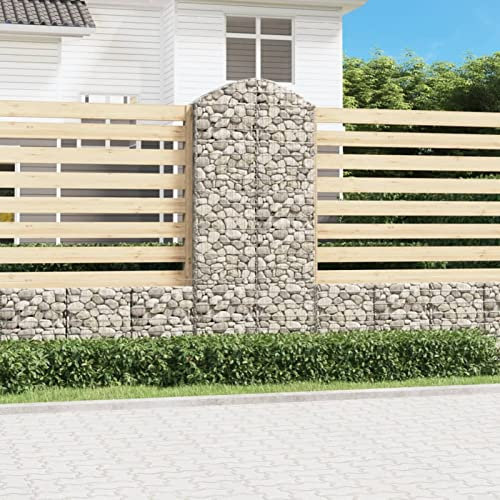 Iiaky Arched Gabion Basket 100x30x220/240 cm Galvanised Iron,Gabion Wall Mesh Wire Stone Basket Galvanised Iron Stone Basket Outdoor Spiral Planter Retaining Wall