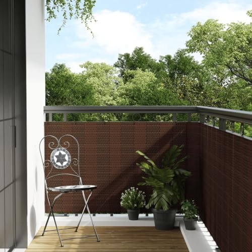 XGWKCNV Fencing & Barriers Panneaux de clôture en polyrotin pour balcon Marron et noir 1000 x 100 cm