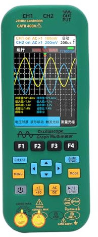 Multimetro Oscilloscopio Digitale 3 in 1 con Schermo TFT 3,98 Pollici, Larghezza di Banda Doppio Canale 25MHz, Multimetro Oscilloscopio Portatile Digitale 208MSA/s con