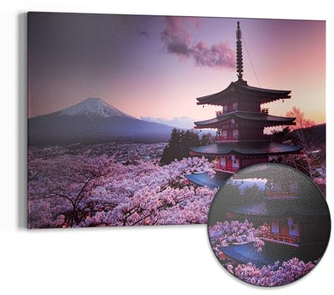 DEQORI Metall Magnettafel | 60x40 cm cm groß | Motiv Kirschblüten Tempel Japan | Whiteboard für alle Magnete | Magnetboard Wand-Tafel für Küche & Büro | Design Magnetwand Pinnwand magnetisch