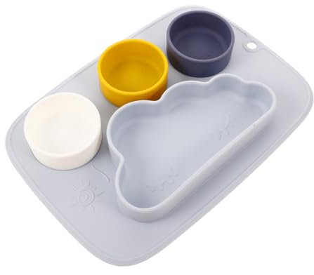 ibasenice Entwöhnungsteller Aus Silikon Für Kleinkinder Rutschfest Wolken-design Babyteller Unterteilte Lebensmittelabschnitte Spülmaschinenfest