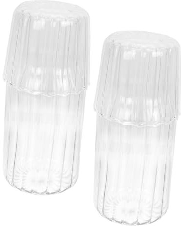 Garneck 2pcs Large Capacity Glass Beverage Pitcher Elegant Juice Jug Cold Water Pot for Kitchen Living