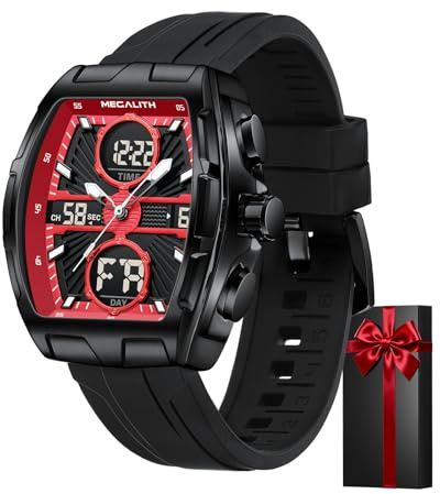 MEGALITH Orologio Uomo Militare Digitale: Cronometro LED Calendario Grande - Sportivo Analogico Nero Orologio Regali