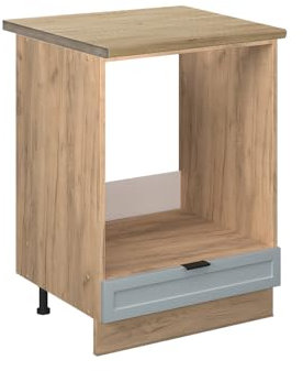 Vicco Herdumbauschrank Fame-Line, Herdschrank, Hellblau-grau, 60 cm, AP Eiche