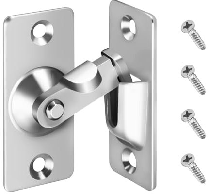 GlasFlength Pestillo Puerta Corredera Corredera Interior, 90 Grados Ángulo Recto Pestillo Acero Inoxidable Precisión Antirrobo Cerradura Pestillo para Puerta para Dormitorios Baños Ventana y Exterior