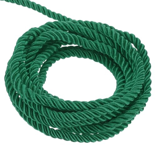 QUARKZMAN Kordel Satinkordel Gedrehte Kordelschnur, 11 Yard 3mm 3 Stränges Geflochtener Seil Glänzender Faden Schnur für DIY-papierschnur Handwerk Geschenktasche Vorhang, Waldgrün - 10m