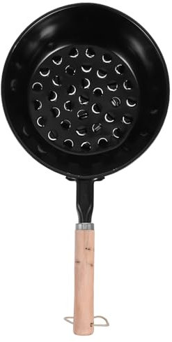 SUPVOX Charcoal Chimney Starter and BBQ Grill Tools for Outdoor Camping Portable Iron Pot with Wooden Handle Coal Fire Starter Basket