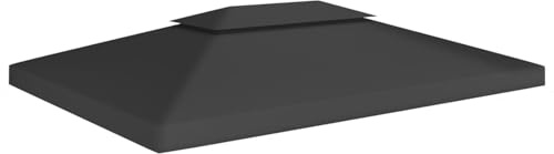 Xichuzi Pavillon-Dachplane mit Kaminabzug, Ersatzdach Pavillon, Dach Für Pavillon, Pavillondach, 310 g/m² 4x3 m Schwarz