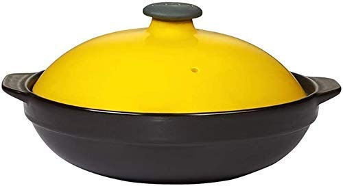 JHHNCVBC Cacerola de Barro para Cocinar Cazuela de Barro Cazuela de Cerámica con Vitrocerámica Cacerola Plana Antiadherente con Tapa