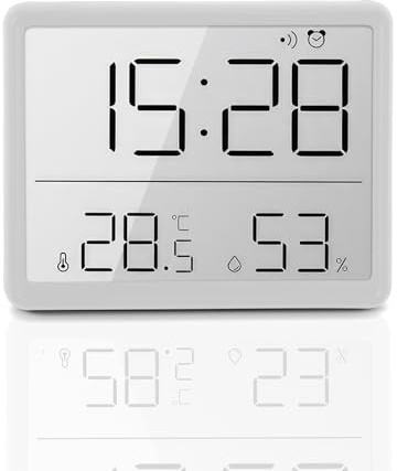 Magnetic Digital Clock with Alarm Clock,Multifunctional Temperature Humidity Clock, Indoor Digital Thermometer Hygrometer ℃/℉ Selectable,Comfort Display (white)