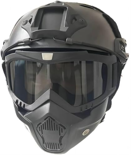 Airsoft Helm und Maske, PJ Fast Helm mit Front NVG Mount und Side Rails für Paintball, CS Spiele und andere Outdoor Aktivitäten