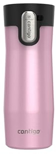 Contigo AUTOSEAL West Loop Vacuum-Insulated Stainless Steel Travel Mug with Easy-Clean Lid, 16 oz (473 mL), Strawberry Cream Frosted Pearl