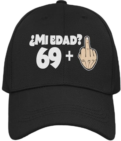 Vulfire Gorra Hombre Mujer 69 + 1 Regalo Cumpleaños 70 años Original Ideas Regalos Edad para Él para Ella Talla Única Gorra Negra con Visera (FR/ES, Letras, Talla única, Negro)
