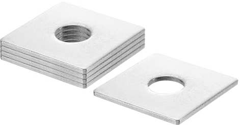 QUARKZMAN 5 Stück Quadratische Unterlegscheiben M16 x 50 x 50 x 3 mm, 201 Edelstahl Dichtscheiben Silber Weiß Vierkantscheiben, Flache Beilagscheiben für Schrauben Muttern Gewindestange