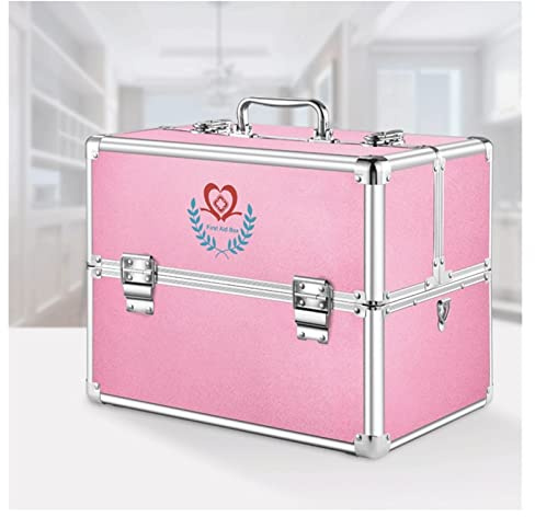 Erste-Hilfe-Kasten， Erste-Hilfe-Set, Heim-Medizinbox, tragbare Medizin, großer Medizinschrank, Aufbewahrungskoffer for Zuhause, Outdoor, Erste-Hilfe-Set, Erste-Hilfe-Sets(Pink,L)
