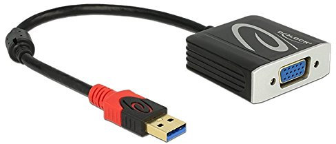 Adaptador USB 3.0 Tipo A Macho a VGA Hembra, compatible con monitores y proyectores para conexión de video.