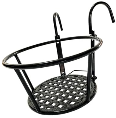 Abaodam Étagère à Fleurs pour Balcon en Métal Noir, Support Suspendu Robuste pour Pots de Fleurs, Design Simple et Charge Élevée, pour Maison et Extérieur
