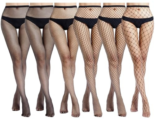 Kotashion Kvinnors nätstrumpbyxor, sexiga svarta nätstrumpor, stretchiga nätstrumpbyxor, nätstrumpbyxor för kvinnor, 4/6-pack, Svart - 2, One Size