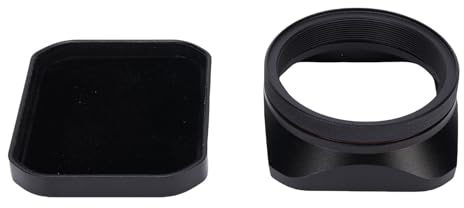 Metal Square Camera Lens Hood Shade with Cap for X100VI X100V X100F X100T X100S X70 No Adapter Rings Needed Matte Coating Finish Smart Realignment Technology (Black)