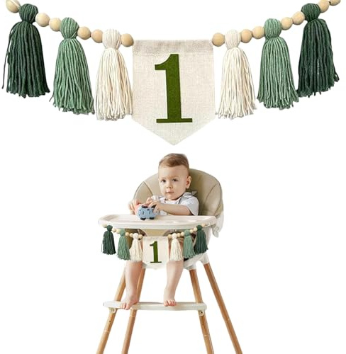 LUMOOM Bannière pour Chaise Haute, Bannière de Chaise Haute pour 1er Anniversaire, Décoration d'Anniversaire 1 an, Guirlande en Lin Vintage pour Fille & Garçon, pour la Fête de Bébé et la Douche