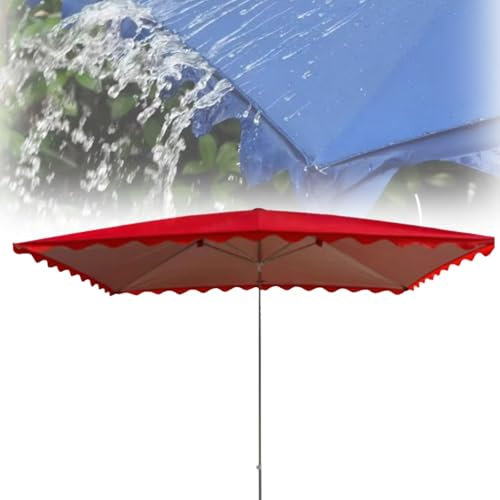 Marktschirm für den Außenbereich, 3 x 2 m, 3 x 3 m, 4 x 3 m, wasserdicht, Terrassenschirm, rechteckiger Sonnenschutz für Garten, Rasen, Strand, Pool (Rot, 3,5 x 3 m