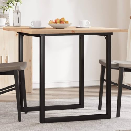 QUAHEAS Esstisch O-Gestell Massivholz Kiefer & Stahl, 80x80x75,5 cm, robuster Küchentisch für Esszimmer, Frühstück & Abendessen, langlebiger Holztisch modern rustikal für Familienmahlzeiten im