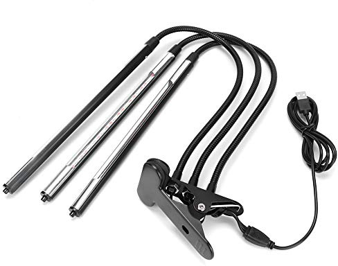 Lámpara LED Cultivo Interior 27W, 3 Tubos, Base, USB - Luz Crecimiento Flexible 360°, Temporizador 3/6 / 9H, Ideal para Plantas y Jardines en Casa