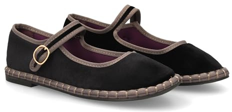 shoes&blues.es 95553 Bailarina con Cierre de Hebilla y Estampado Liso Combinado. Diseno Moderno y Llamativo. Suela Ideal para Mujer Otono Invierno. Negro Talla 40