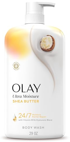 Olay Body Wash for Women, Ultra Moisture, 24/7 Moisture Barrier Repair, Hydrating Formula for Visibly Healthy Soft Skin, Vitamin B3 & Hyaluronic Blend, For All Skin Types, Shea Butter Scent, 29 fl oz