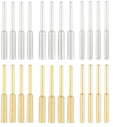 24pcs Diamond Chainsaw Sharpener High Hardness | Chainsaw Sharpening Grinding Chain Burr Stone File, 4.0/4.8/5.5mm Chainsaw Chain Sharpener Bits, Titanium-Coated Saw Tool