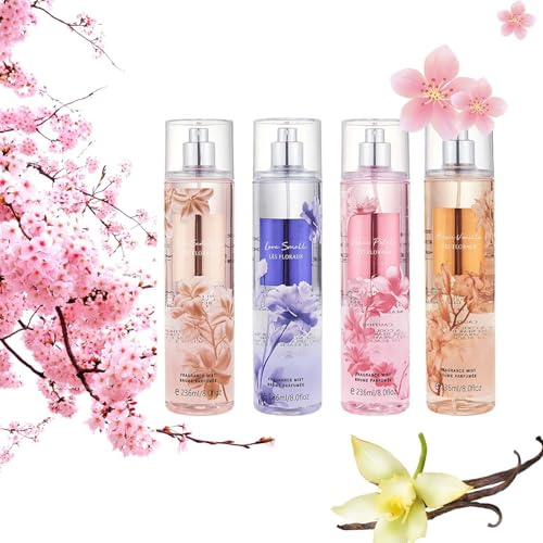 V Secret Vanille Bodyspray Parfum, Hair and Body Spray Parfum Damen, Langanhaltender Duftspray, Coconut & Vanille Fragrance Mist, Eau de Parfum für Damen (4Pcs)