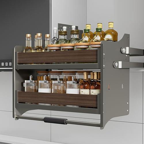 Resistente sistema di mensole estraibili per cucina e bar, regolabile con 4 impostazioni di cuscinetto, ideale per armadi superiori in bar e ristoranti, soluzione salvaspazio