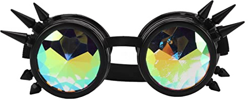 Generic Psychedelic Goggles Justerbart Elastiskt Band Kalejdoskop Solglasögon för Halloween-fester PC ABS (Svart)