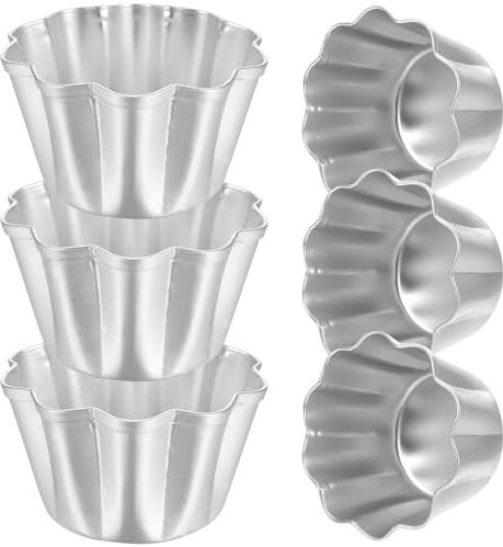 Toyvian Stampi per Muffin in Alluminio 6 Pezzi, Pirottini Antiaderenti per Cottura al Forno, Mini Stampi per Crostate e Gelatine, Accessori per Dolci Fatti in Casa e Pasticceria