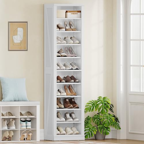 Hzuaneri Schuhschrank,10 Ebenen(40B cm),18-20 Paar, Weiß | Freistehend Schuhkommode, Verstellbare Regalböden, Für Eingang, Wohnzimmer, Schlafzimmer, SR52403X