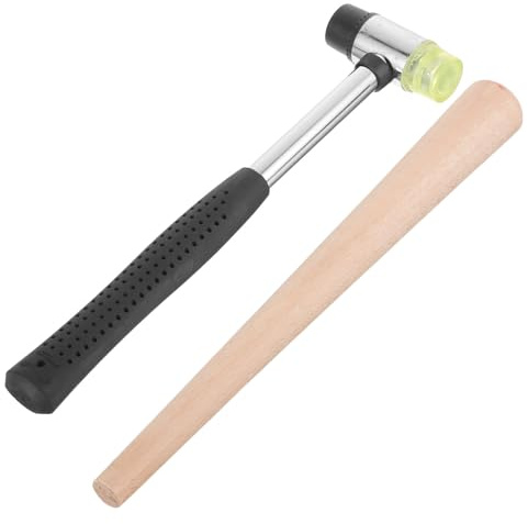WESIEVYA Set di Mandrino per Anelli in Legno e Metallo Martello in Gomma, Strumento Portatile per Riparazione e Correzione Rotondità Anelli, per Fai da Te e Negozi di Gioielli