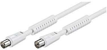 Goobay 50722 Antennenkabel 10m / Koax Stecker auf Koax Buchse / SAT Kabel 80 dB Koaxialkabel Satellitenkabel / 2fach geschirmt / TV Kabel mit Ferrit / Weiß / Fernsehkabel 10m