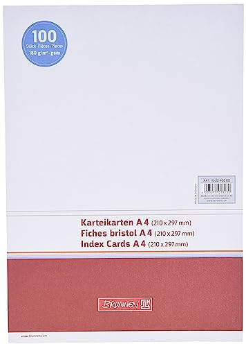 Brunnen 102240000 Karteikarte (A4 unliniert, 100 Stück, eingeschweißt) weiß