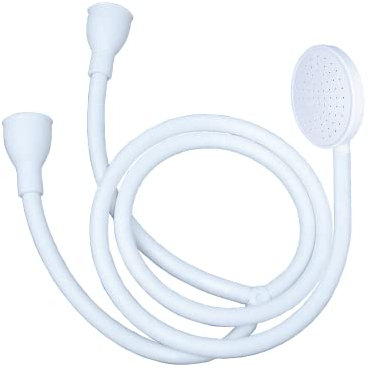 Blue Canyon Vector - Spray de ducha de doble grifo, accesorio de baño, accesorio de ducha premium para grifos de baño, accesorio a presión, adecuado para grifos redondos y ovalados, cabezal de ducha para baño, ~ 1,5 metros (blanco)