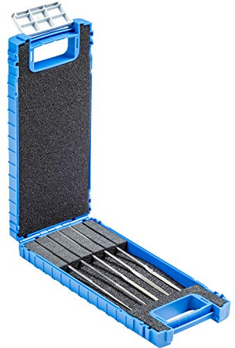PFERD TOOLS Diamant-Hemmungsfeilen-Set, 5-teilig, Korngröße D 46, 140mm, in bruchfester Kunststoffbox, 15830900 – Für die Bearbeitung kleinster Profile im Werkzeugbau und der Feinmechanik