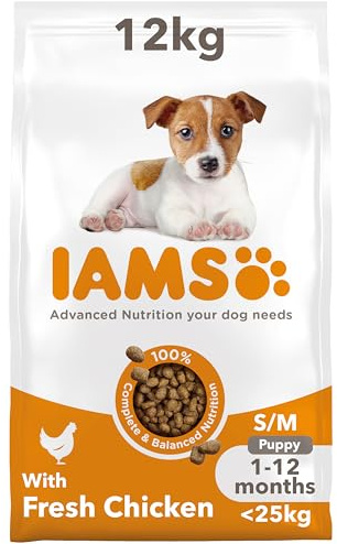 IAMS for Vitality Junior Hundefutter trocken - Welpenfutter für Welpen im Alter von 1-12 Monaten, geeignet für kleine & mittelgroße Rassen, 12 kg