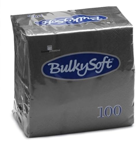 bulksoft Cocktail Napkins, 2-Ply, Black, Pack of 100, 9420649