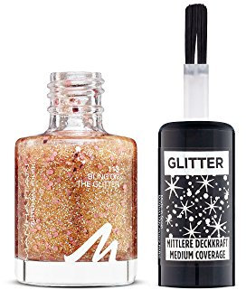 Manhattan Glitter Nail Polish – Rosa/Goldener Glitzer Nagellack mit mittlerer Deckkraft – Als Top Coat oder solo tragen – Farbe Sparkle Everyday 113 – 1 x 8ml